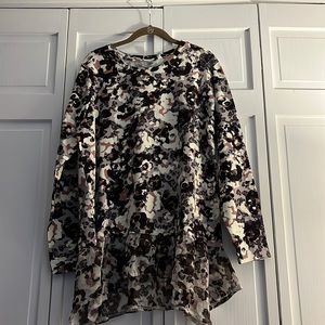 Logo Lounge tunic length shirt with chiffon handkerchief bottom hem